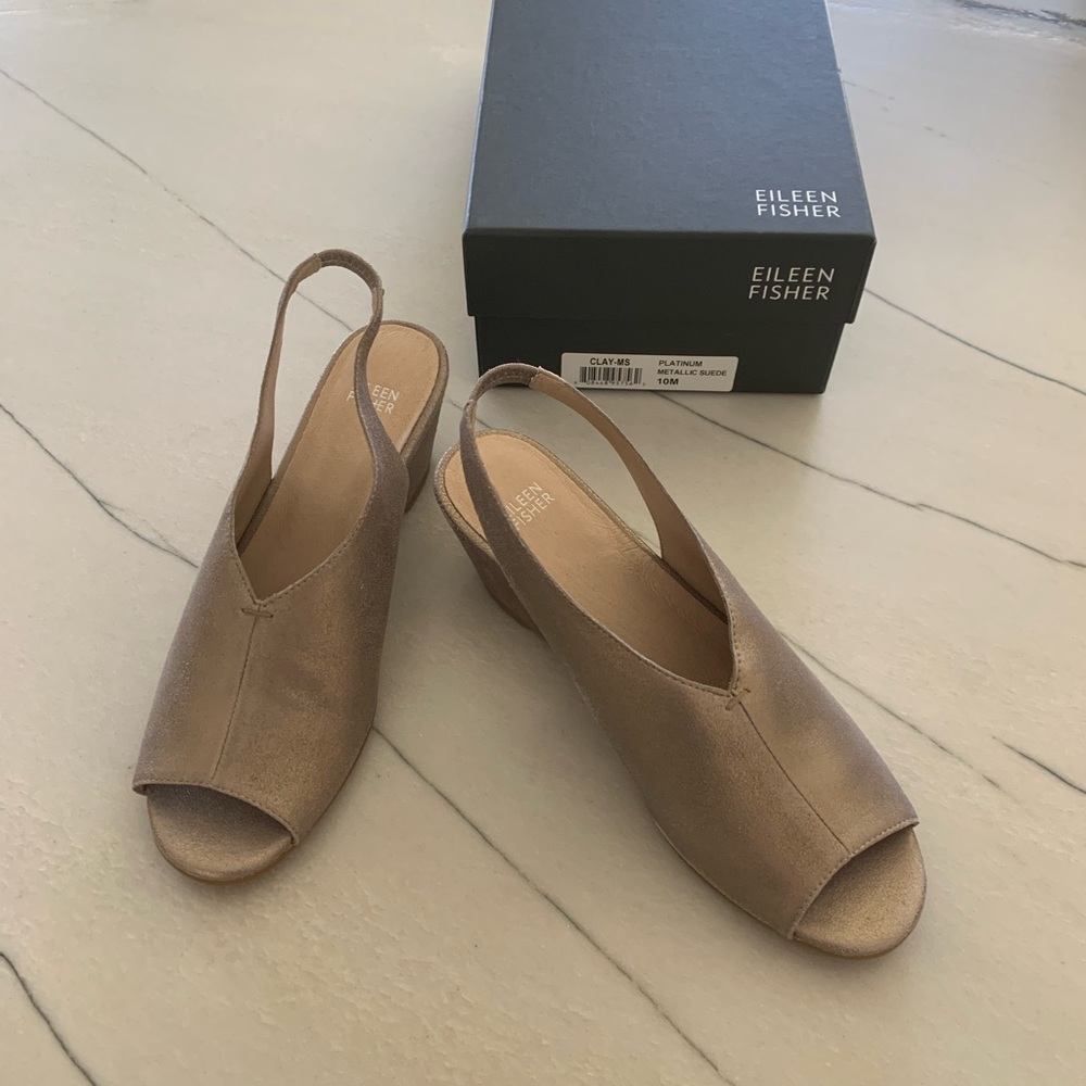 Eileen Fisher Open Toe Sling back wedge shoe